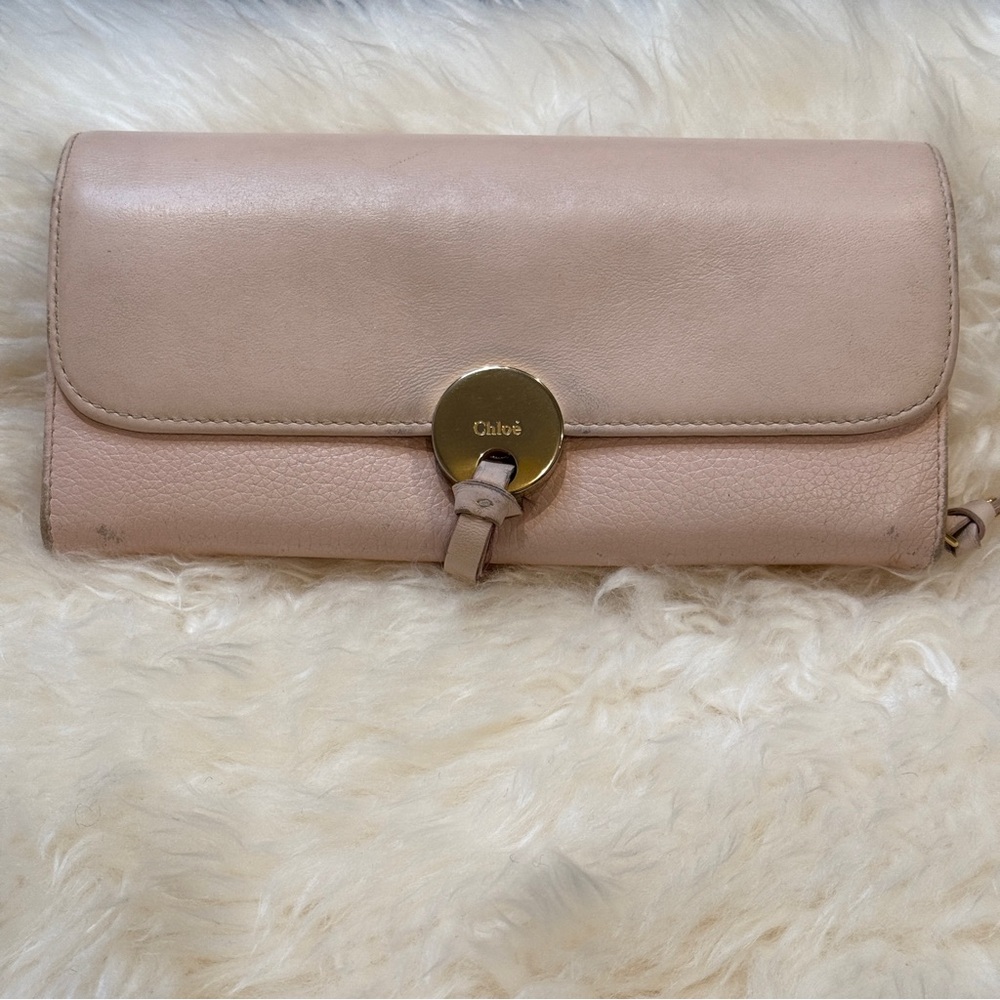 Chloe Indy Long Wallet Pink Leather Flap Wallet Authentic